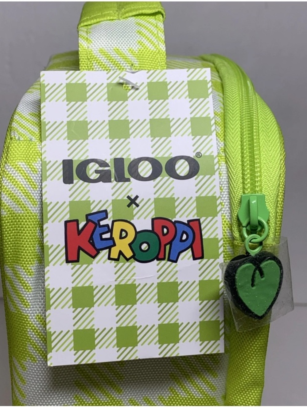 Sanrio KEROPPI Vertical Lunch Box Cooler Bag Gingham Green Igloo Insulated NWT - Picture 9 of 10